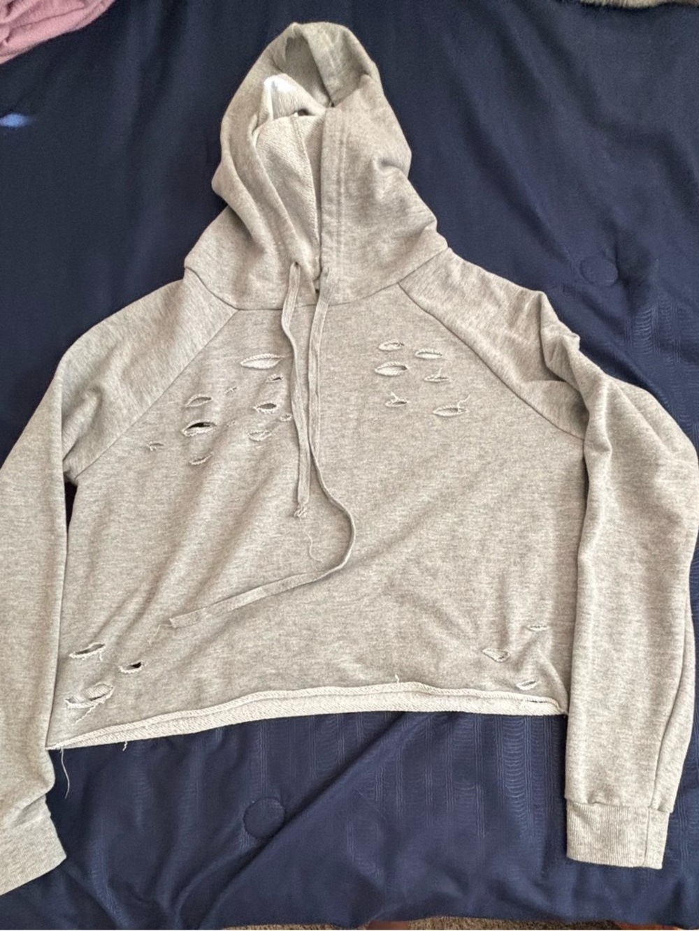 Light Gray Distressed Hoodie
